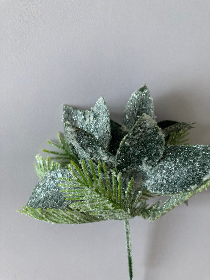 Snowy Glitter Leaf Pick