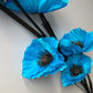 5 Blue Large Poppy Spray