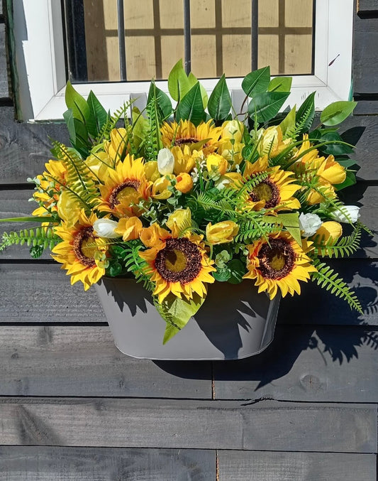 Sunflower & Tulip Double Hook Plant Pot