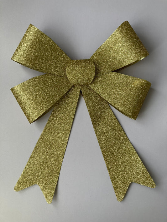 40cm Gold Glittered Decor Bow