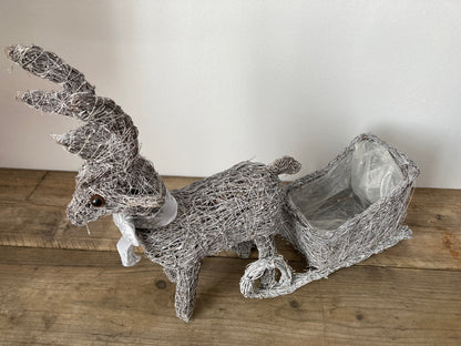 Brushwood Grey Reindeer & Sleigh Planter