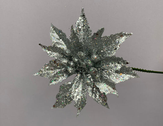 Silver Small Poinsettia Stem