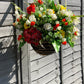 12" Mixed Summer Floral Rattan Hanging Basket