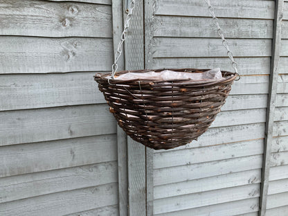 14" Round Rattan Hanging Basket