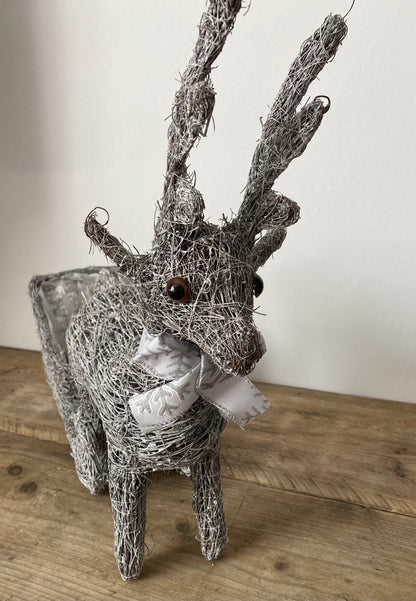 Brushwood Grey Reindeer & Sleigh Planter