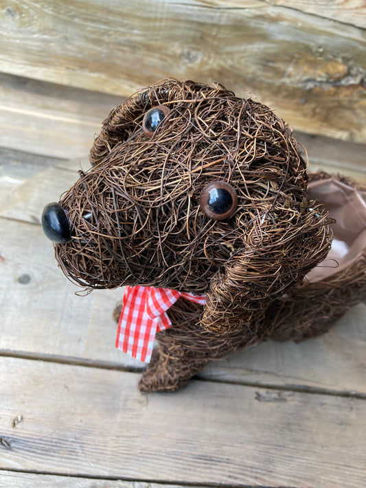 32cm Brushwood Dog Planter