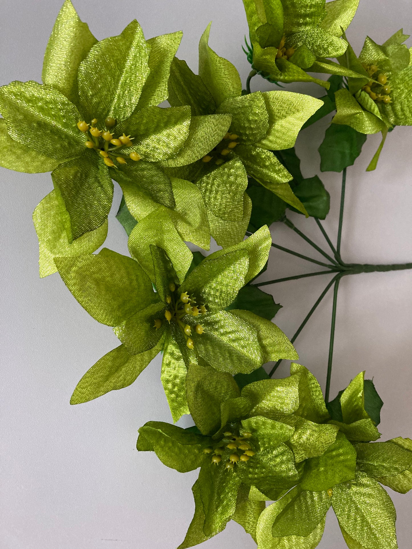 Green Metallic Poinsettia Bunch