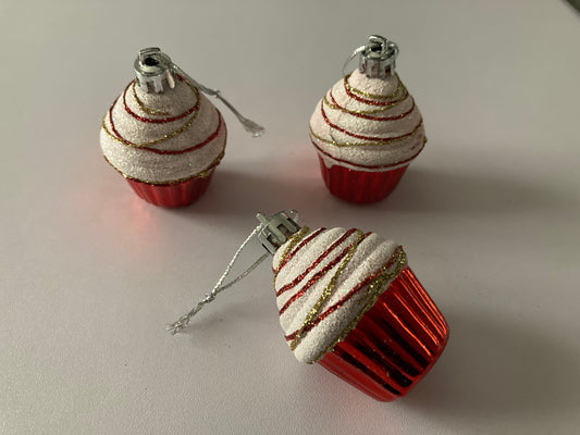 3 Red Cupcake Tree Decor