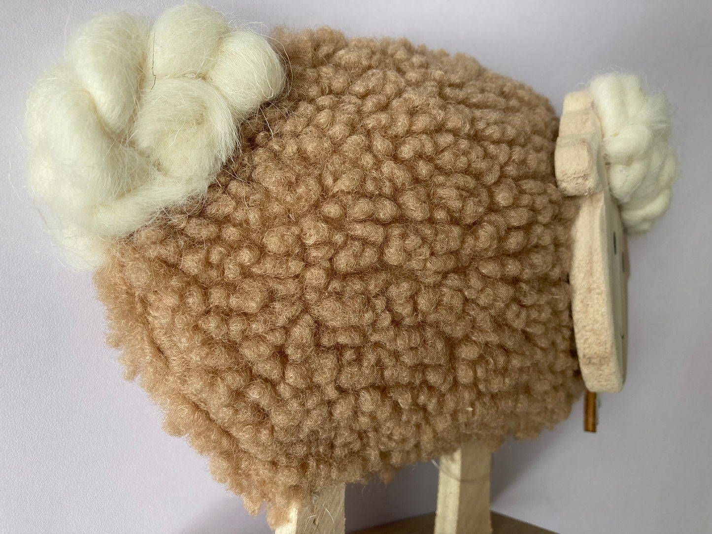 Fluffy Sheep With Wood Stand