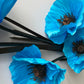 5 Blue Large Poppy Spray