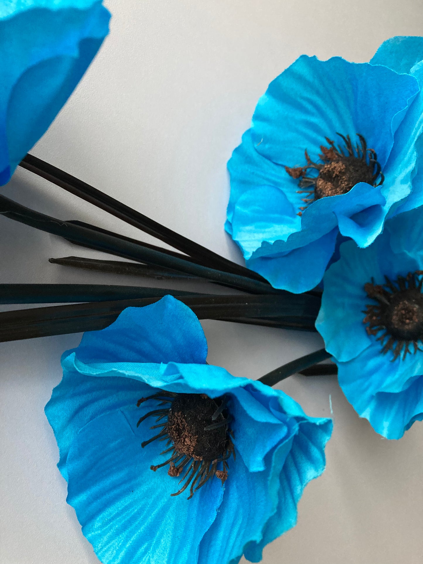 5 Blue Large Poppy Spray