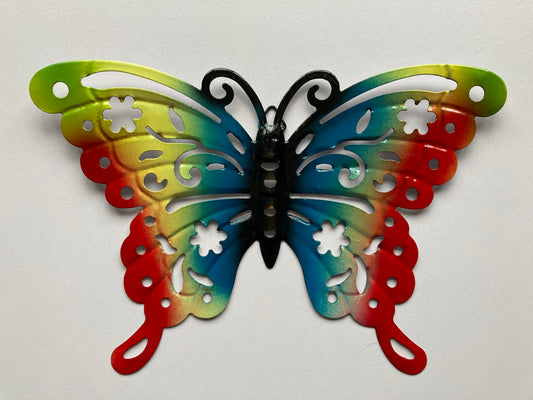 Rainbow Butterfly Metal Wall Plaque