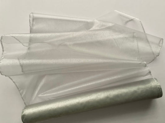 9M x 40cm Silver Organza Roll