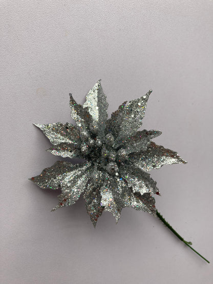 Silver Small Poinsettia Stem