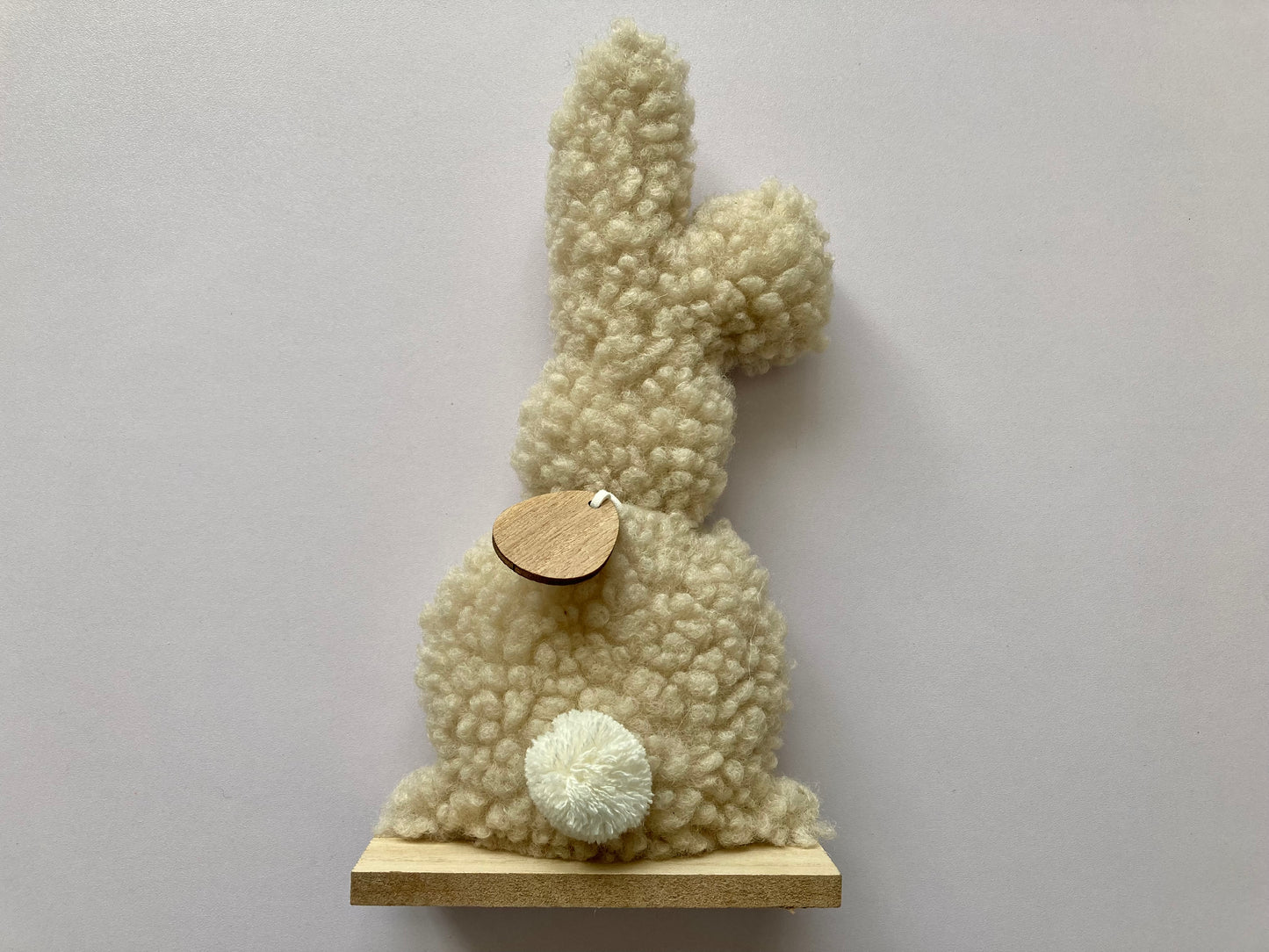 24cm Fluffy Bunny with Wooden Base