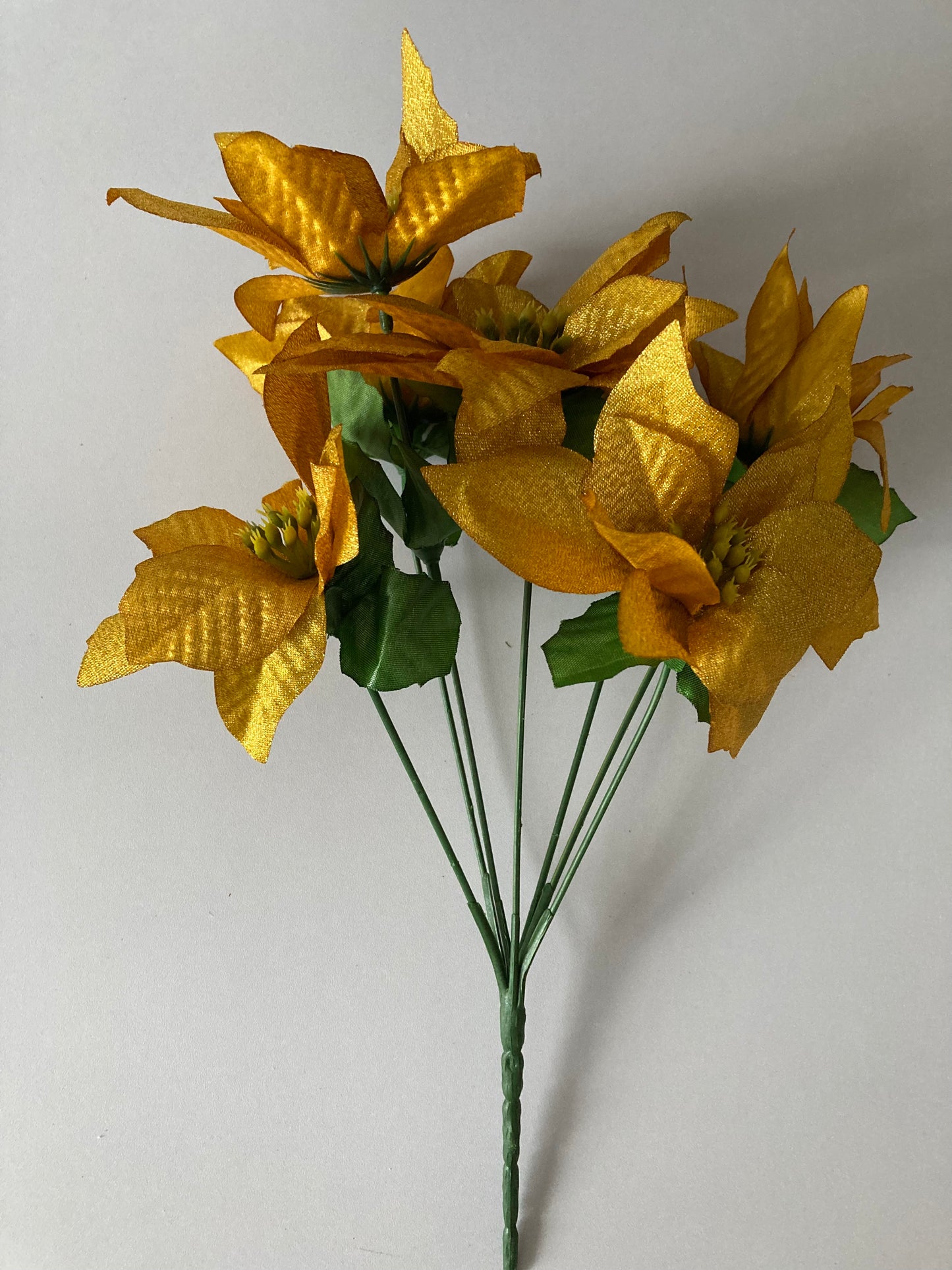 Gold Metallic Poinsettia Bunch