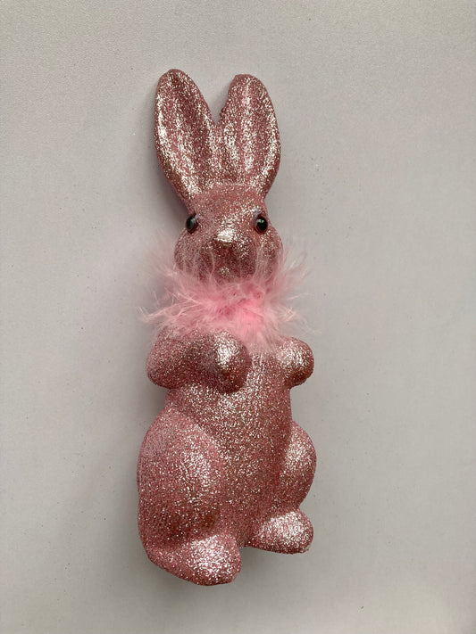 Glittered Pink Fluffy Bunny