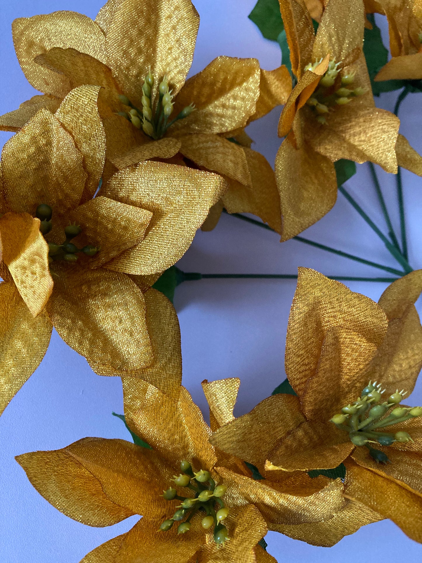 Gold Metallic Poinsettia Bunch