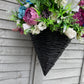 14" Black Rattan Cone Floral Basket