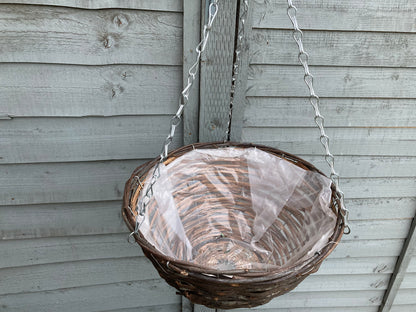 14" Round Rattan Hanging Basket