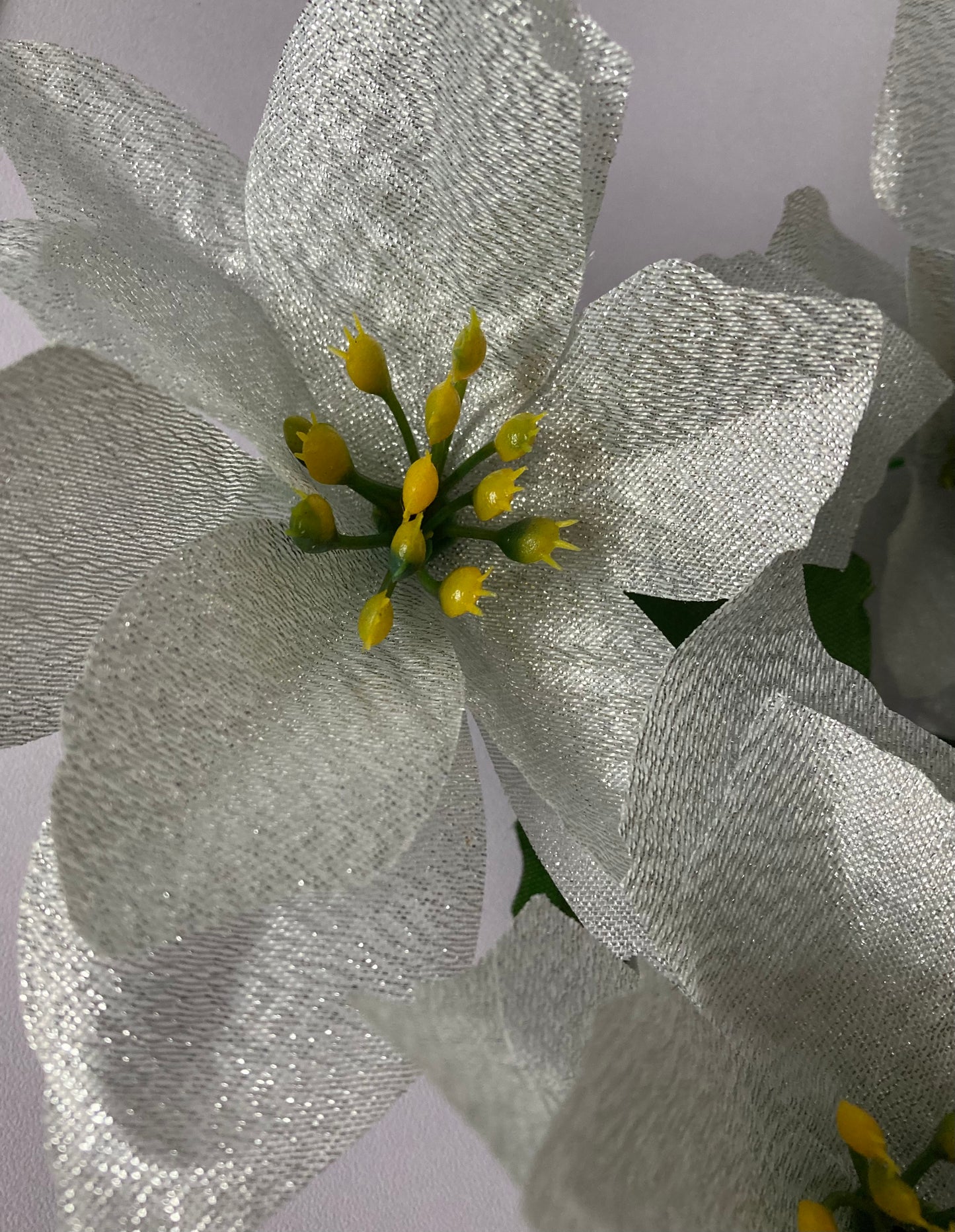 White & Silver Metallic Poinsettia Bunch