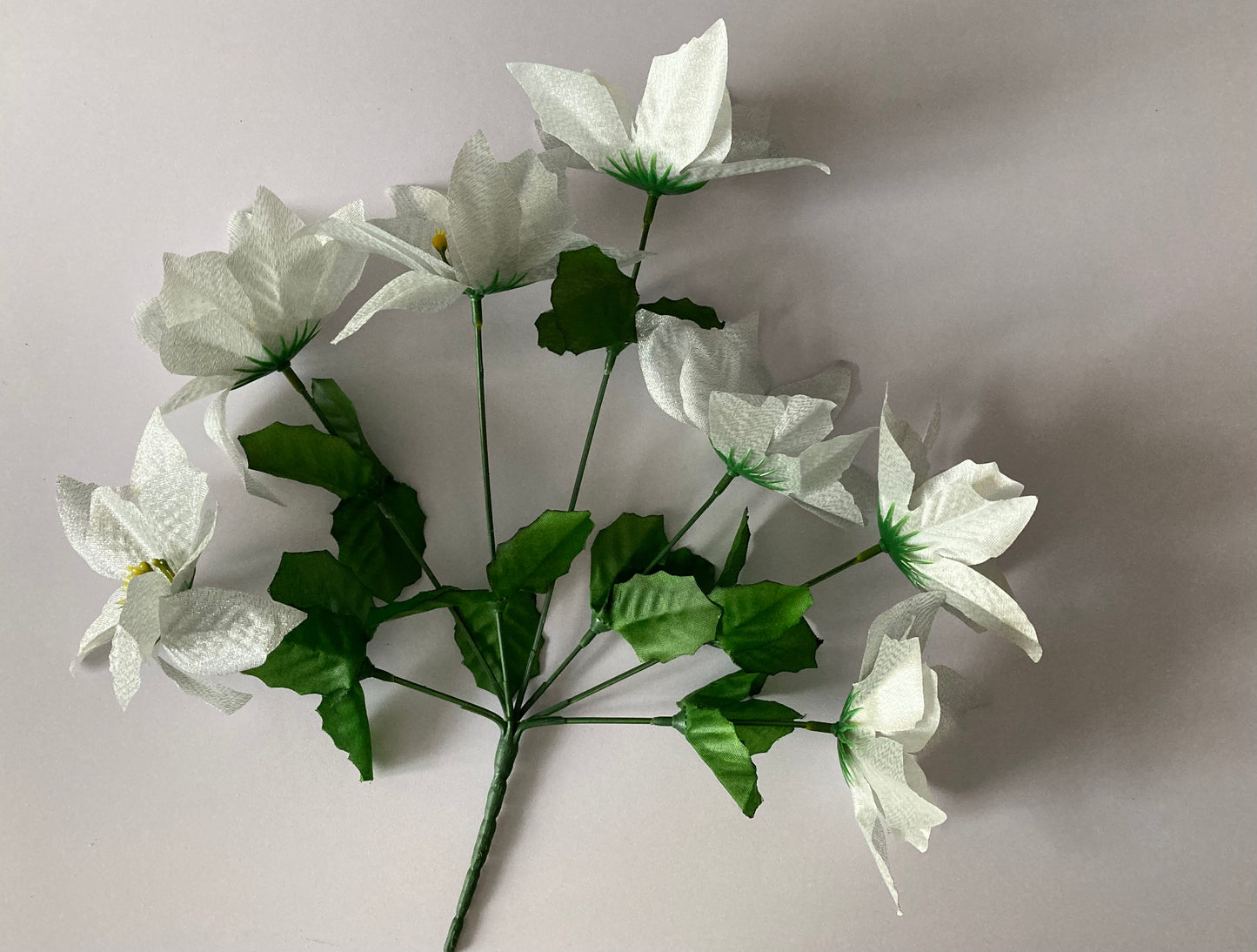 White & Silver Metallic Poinsettia Bunch