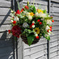 12" Mixed Summer Floral Rattan Hanging Basket