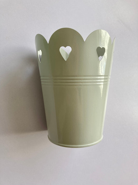 Grey Heart Design Metal Planter