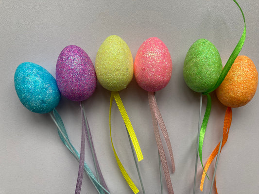 6pk Glitter Egg Picks