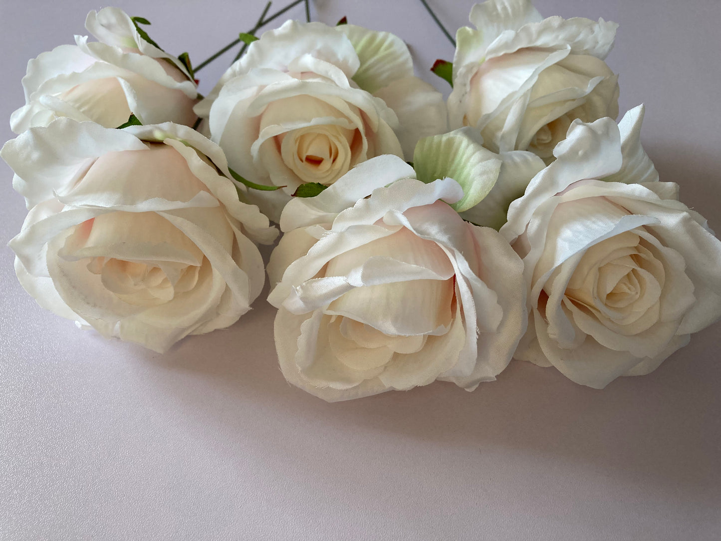 Soft Pink Centred White Rose Bunch