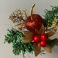 Red & Gold Apple & Poinsettia Pick