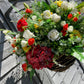 12" Mixed Summer Floral Rattan Hanging Basket