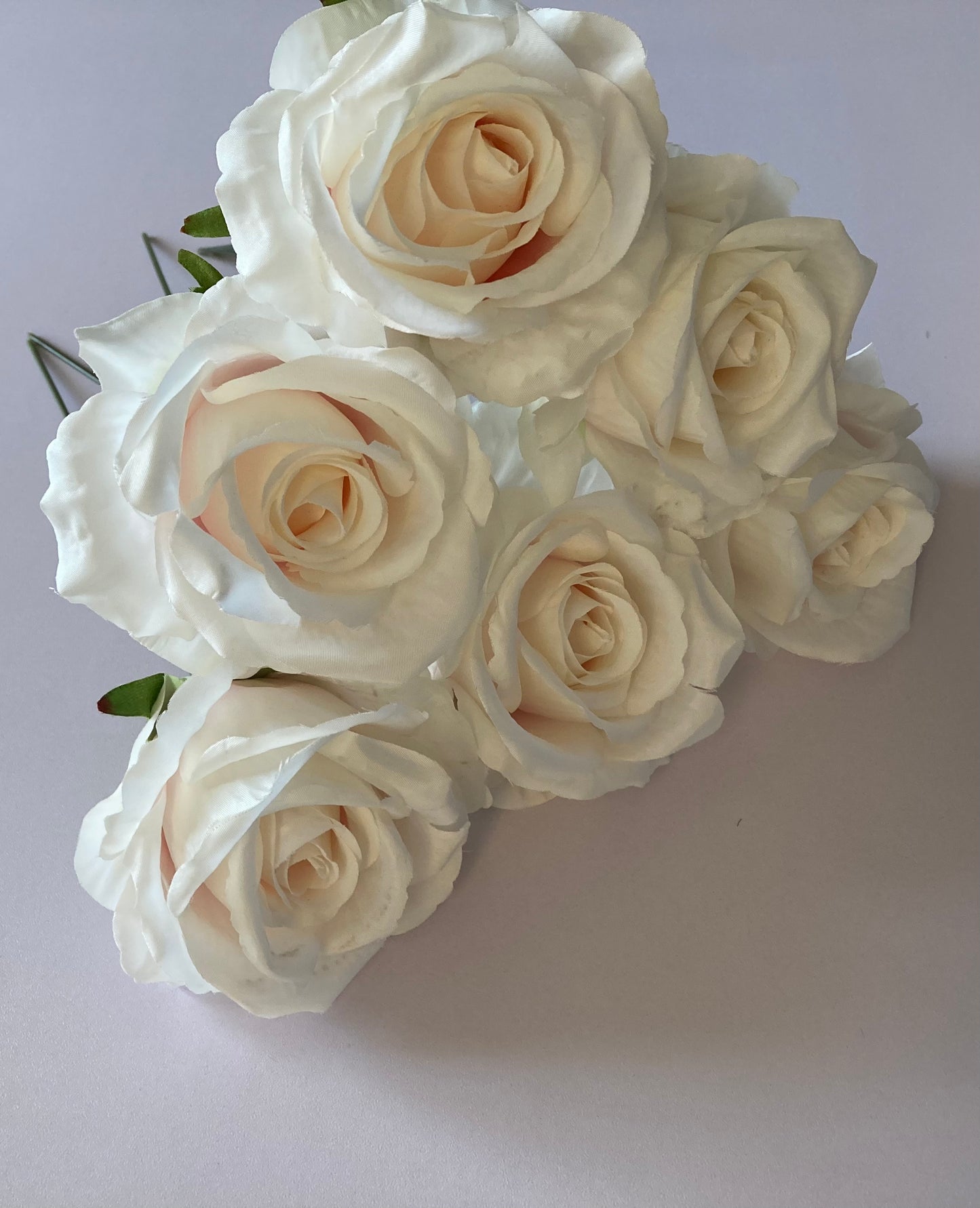 Soft Pink Centred White Rose Bunch