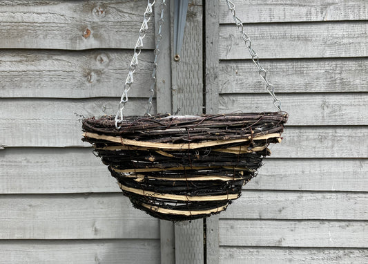 12" Round Rattan Hanging Basket