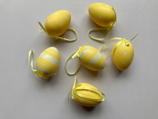 6pk Yellow Egg Hanging Decor