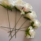 Soft Pink Centred White Rose Bunch