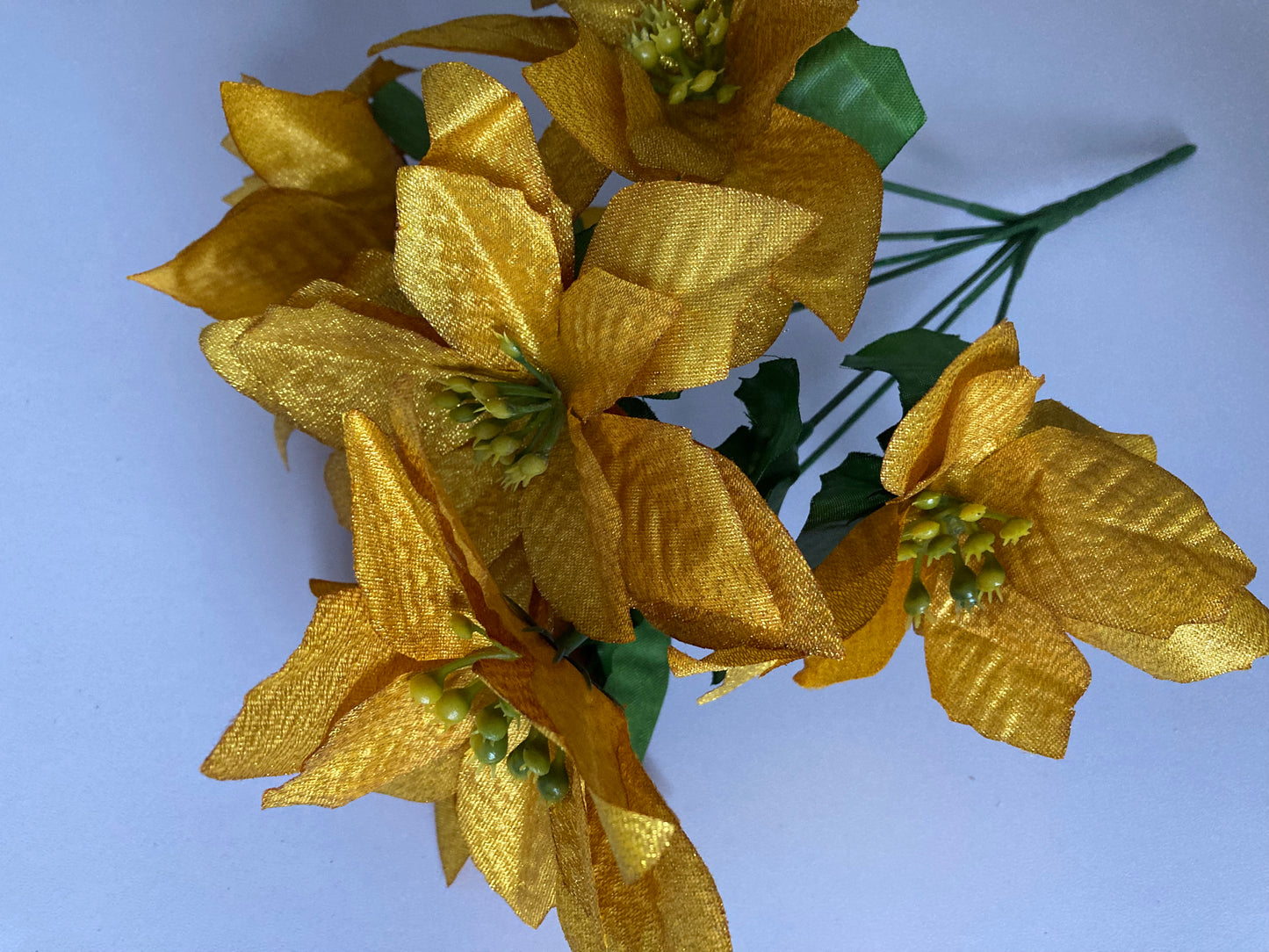 Gold Metallic Poinsettia Bunch