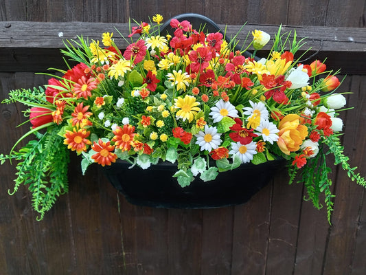 Bright Artificial Floral Planter