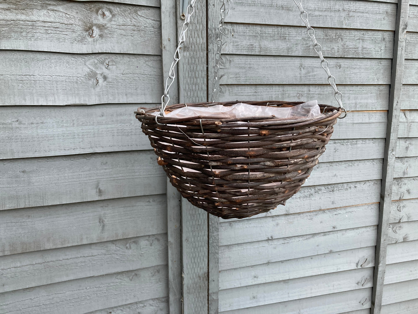 14" Round Rattan Hanging Basket