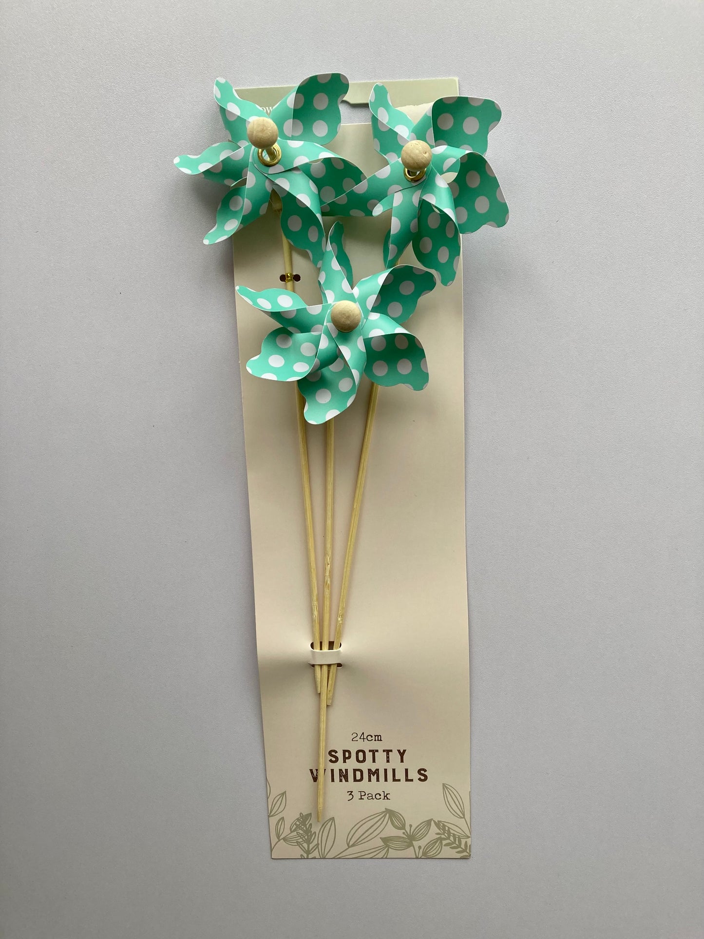 3pk Green Polka Dot Windmill Picks