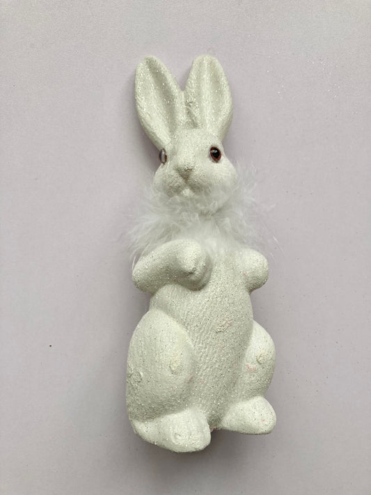 Glittered White Fluffy Bunny