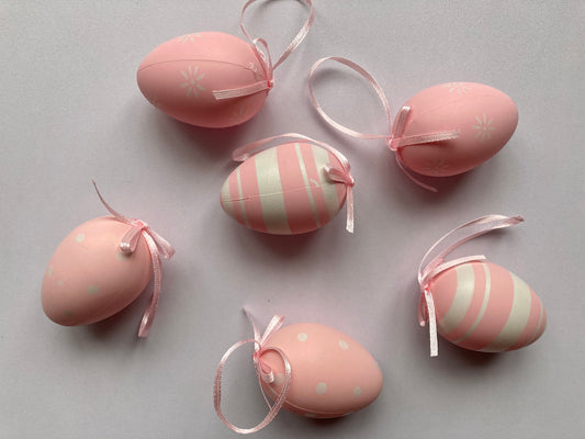 6pk Pink Easter Egg Hanging Decor