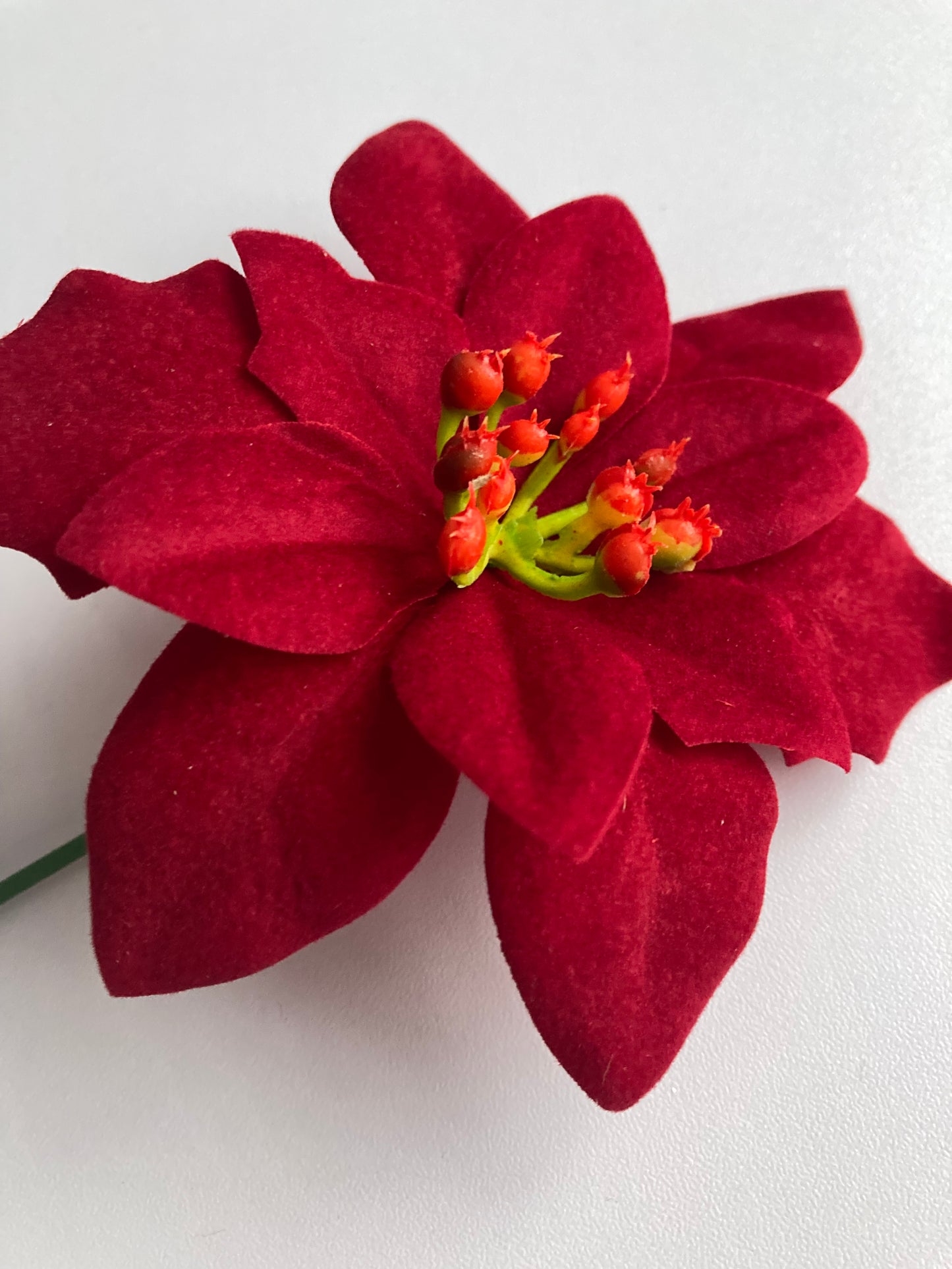 Red Poinsettia Soft Touch Stem