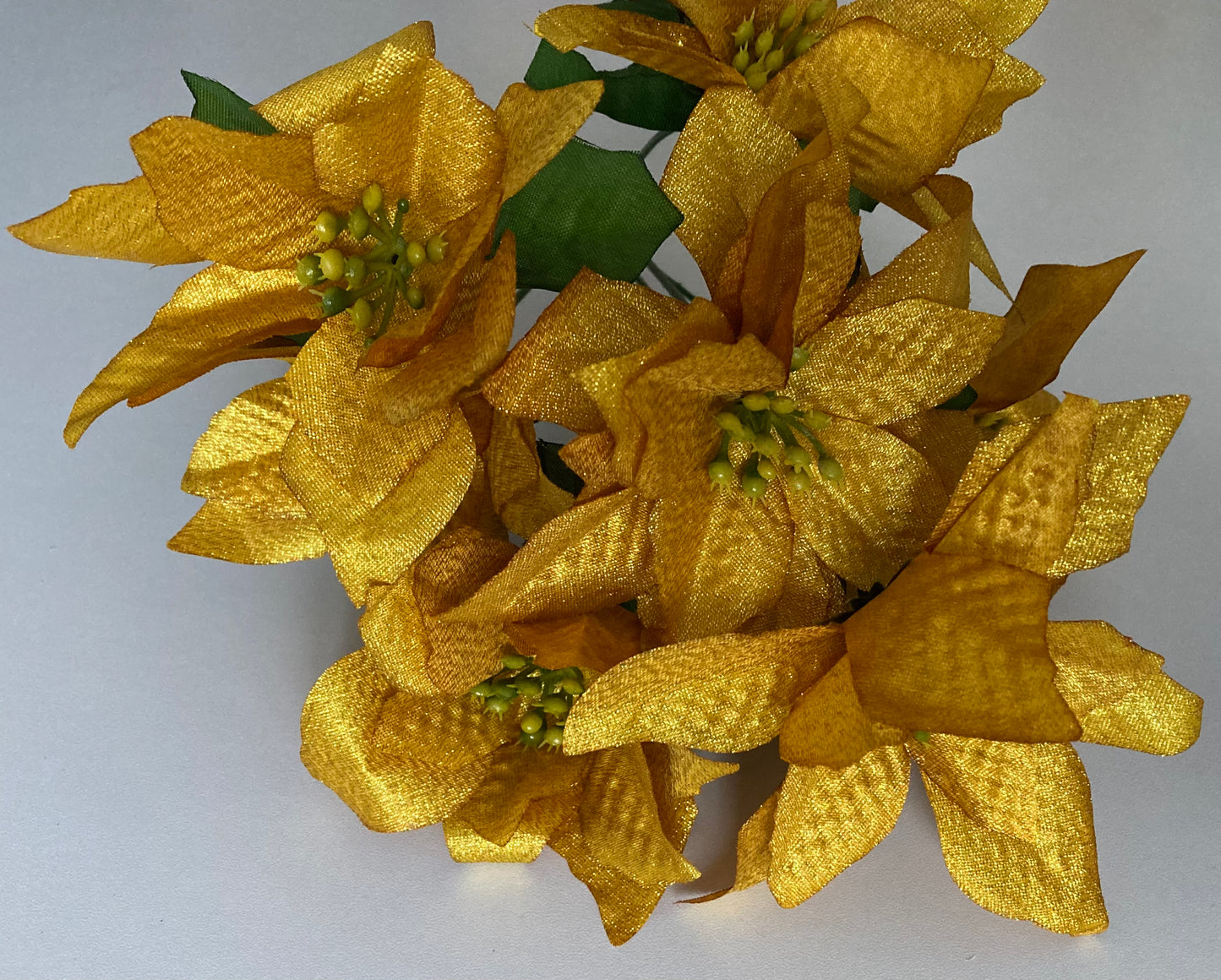 Gold Metallic Poinsettia Bunch