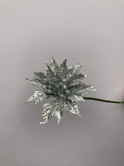 Silver Small Poinsettia Stem