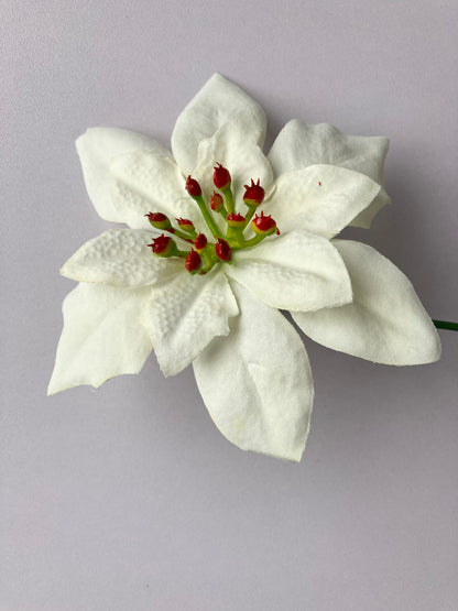 Ivory Poinsettia Pick