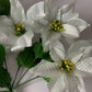 White & Silver Metallic Poinsettia Bunch