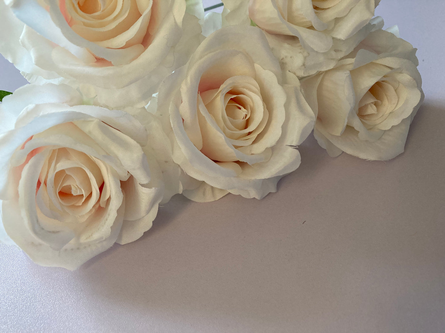 Soft Pink Centred White Rose Bunch