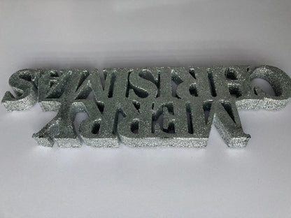 31cm long Silver Glitter Sign