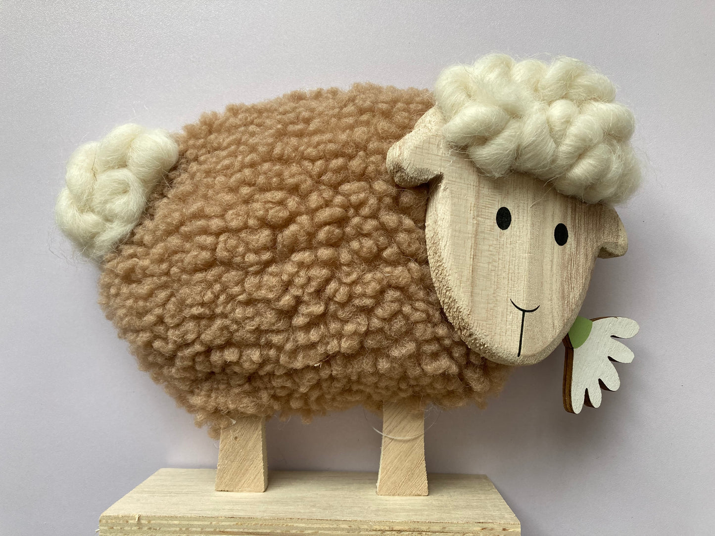 Fluffy Sheep With Wood Stand